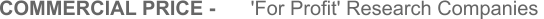 'For Profit' Research Companies  COMMERCIAL PRICE -
